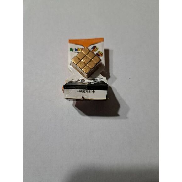 RARE Zuru Mini Brand Goldtone Rubiks Cube Miniature Tik Tok Collectible Toy - Picture 2 of 2